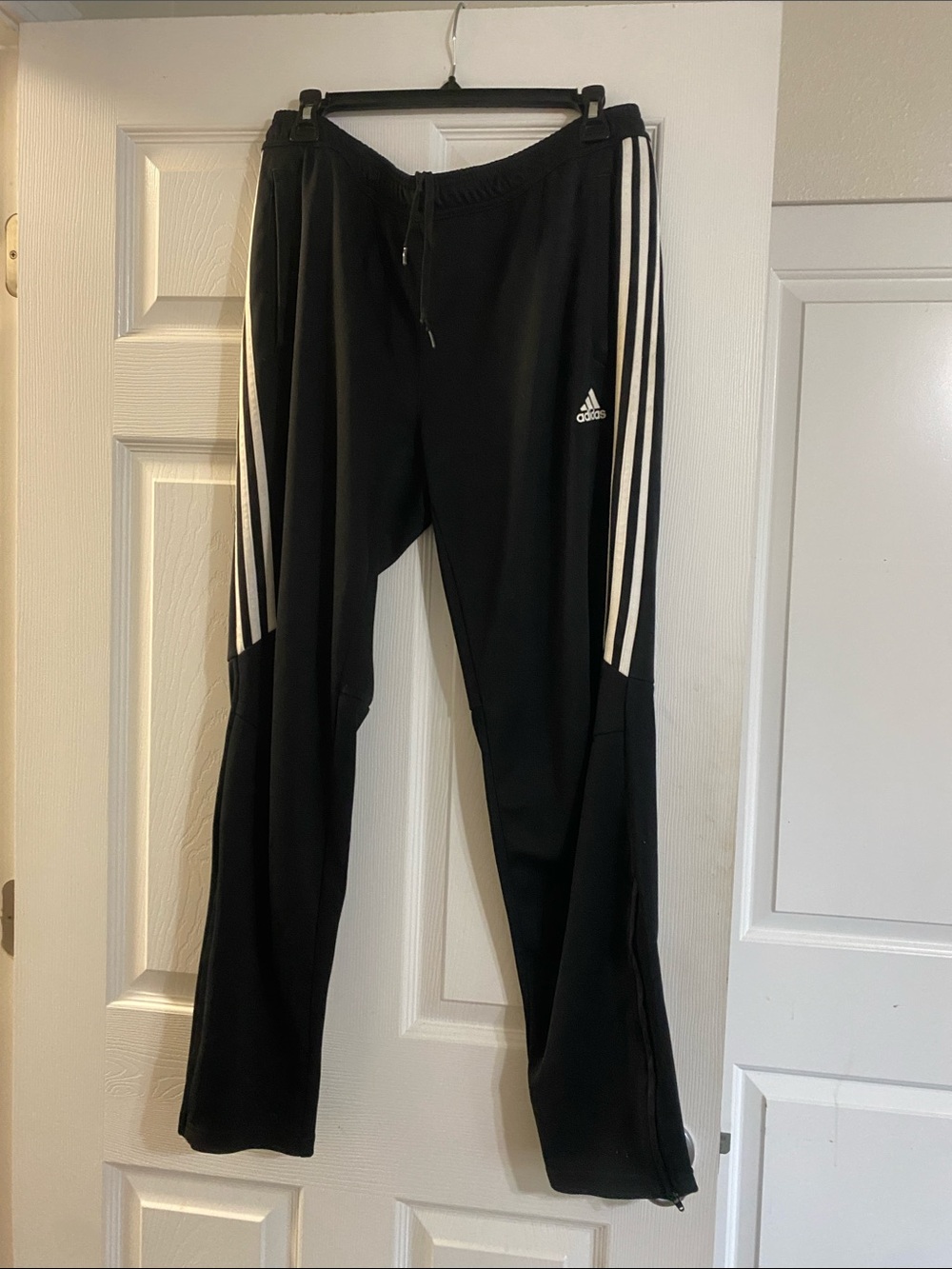 adidas Black Joggers with White Three-Stripe Side Detail